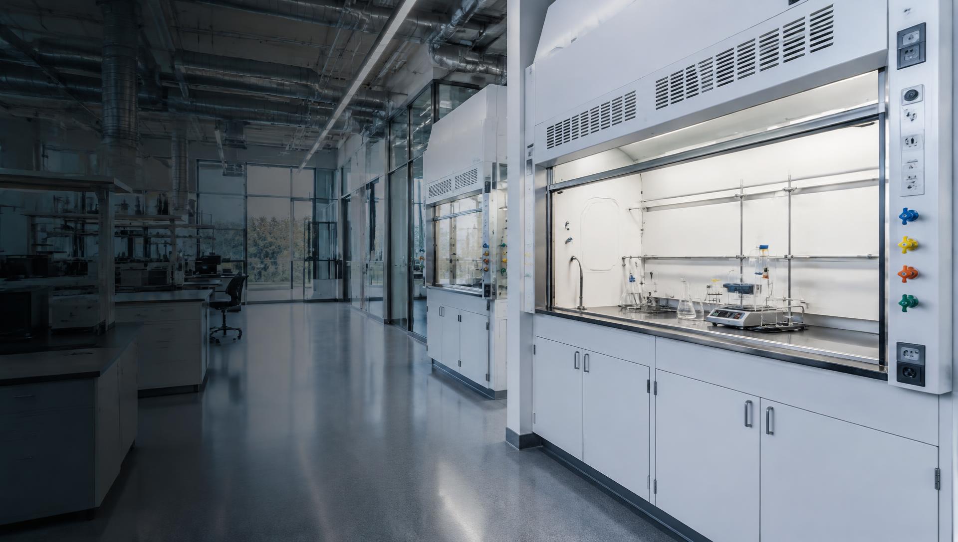 Modern laboratory with professional fume hood and ventilation equipment